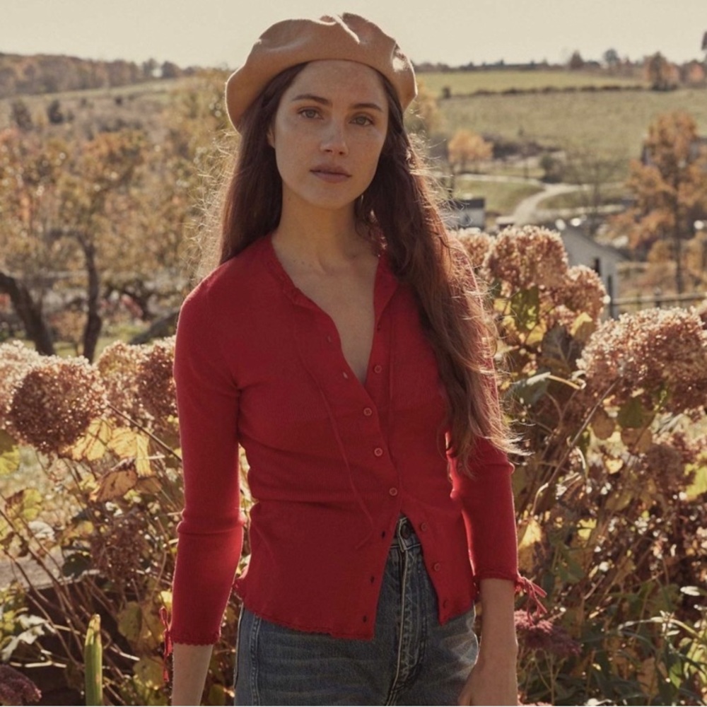 Doen Demi Cardigan Sweater in Red